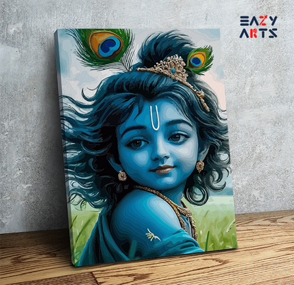 DIY Paint by numbers kit - Divine Bliss: Baby Krishna in the Fields Paint by Numbers Kit