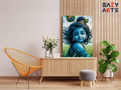 DIY PBN Kit - Divine Bliss: Baby Krishna in the Fields Paint by Numbers Kit