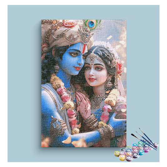 DIY Painting Kit - Eternal Love: Radha Krishna Divine Union Paint by Numbers Kit