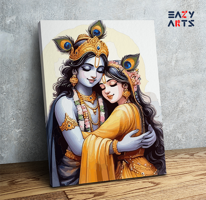 DIY Paint by numbers kit - Divine Embrace: Radha Krishna Love Paint by Numbers Kit