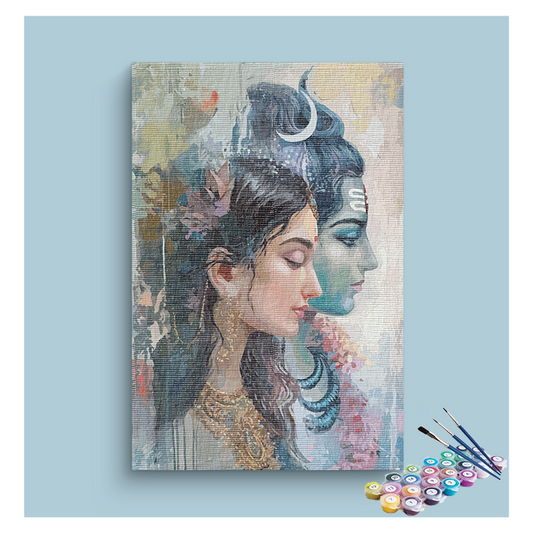 DIY Painting Kit - Divine Union: Shiva and Parvati Sacred Balance Paint by Numbers Kit