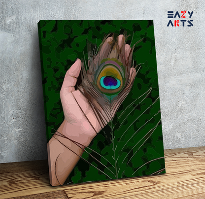 DIY Paint by numbers kit - Graceful Feather: Krishna’s Peacock Feather in Hand Paint by Numbers Kit