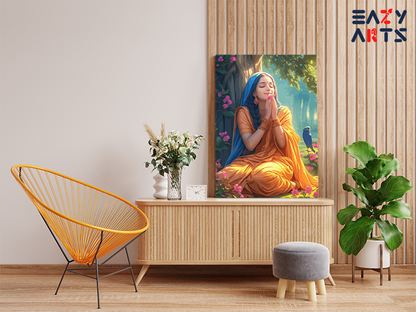 DIY PBN Kit - Divine Serenity: Sita in Contemplation Under the Tree Paint by Numbers Kit