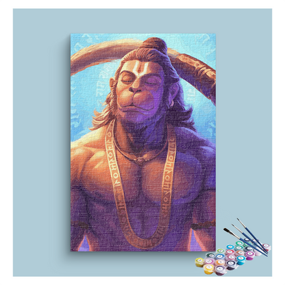 DIY Painting Kit - Serene Strength: Lord Hanuman in Meditation Paint by Numbers Kit