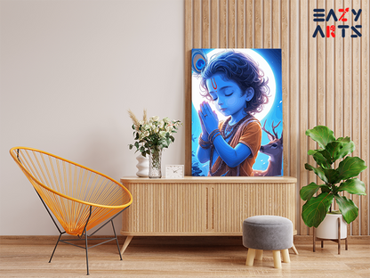 DIY PBN Kit - Moonlit Devotion: Baby Krishna in Prayer Paint by Numbers Kit
