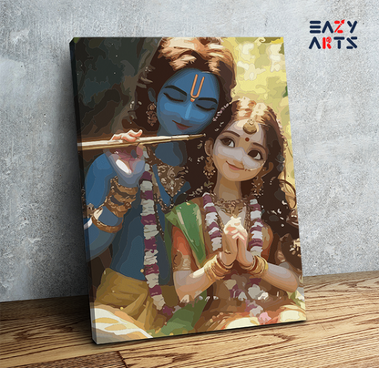 DIY Paint by numbers kit - Blissful Melody: Krishna and Radha in Divine Harmony Paint by Numbers Kit