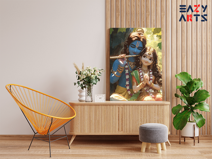 DIY PBN Kit - Blissful Melody: Krishna and Radha in Divine Harmony Paint by Numbers Kit