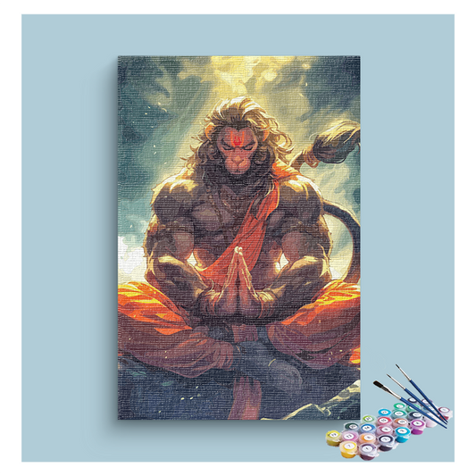 DIY Painting Kit - Divine Strength: Lord Hanuman in Meditation Paint by Numbers Kit