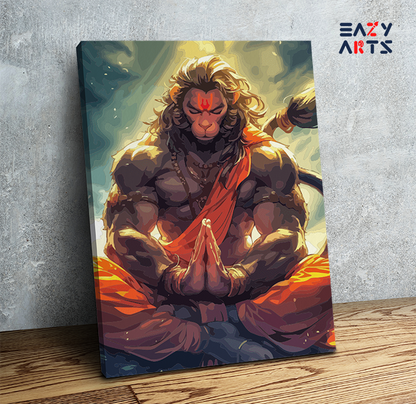 DIY Paint by numbers kit - Divine Strength: Lord Hanuman in Meditation Paint by Numbers Kit