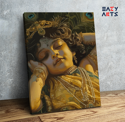 DIY Paint by numbers kit - Baby Krishna in Serene Rest Paint by Numbers Kit