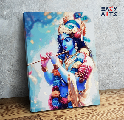 DIY Paint by numbers kit - Melodious Bliss: Krishna Playing Flute Paint by Numbers Kit