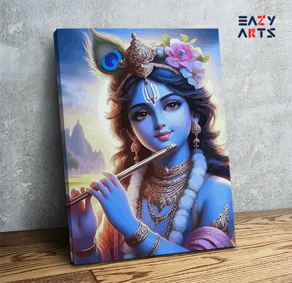 DIY Paint by numbers kit - Divine Melody: Krishna Playing the Flute Paint by Numbers Kit