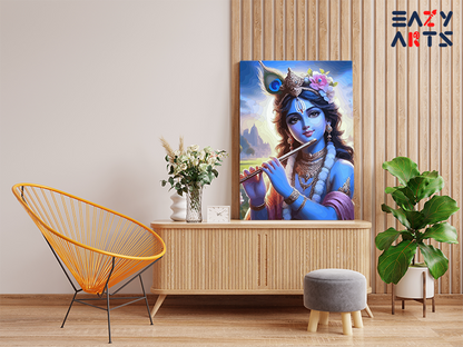 DIY PBN Kit - Divine Melody: Krishna Playing the Flute Paint by Numbers Kit