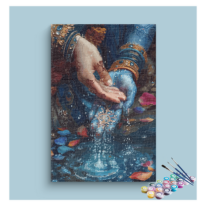 DIY Painting Kit - Sacred Blessings: Krishna’s Hands Paint by Numbers Kit