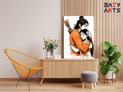 DIY PBN Kit - Divine Embrace: Ram and Sita Paint by Numbers Kit