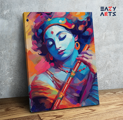 DIY Paint by numbers kit - Vibrant Reverie: Krishna in Tranquil Bliss Paint by Numbers Kit