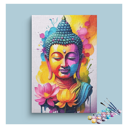 DIY Painting Kit - Vibrant Enlightenment: Buddha Paint by Numbers Kit