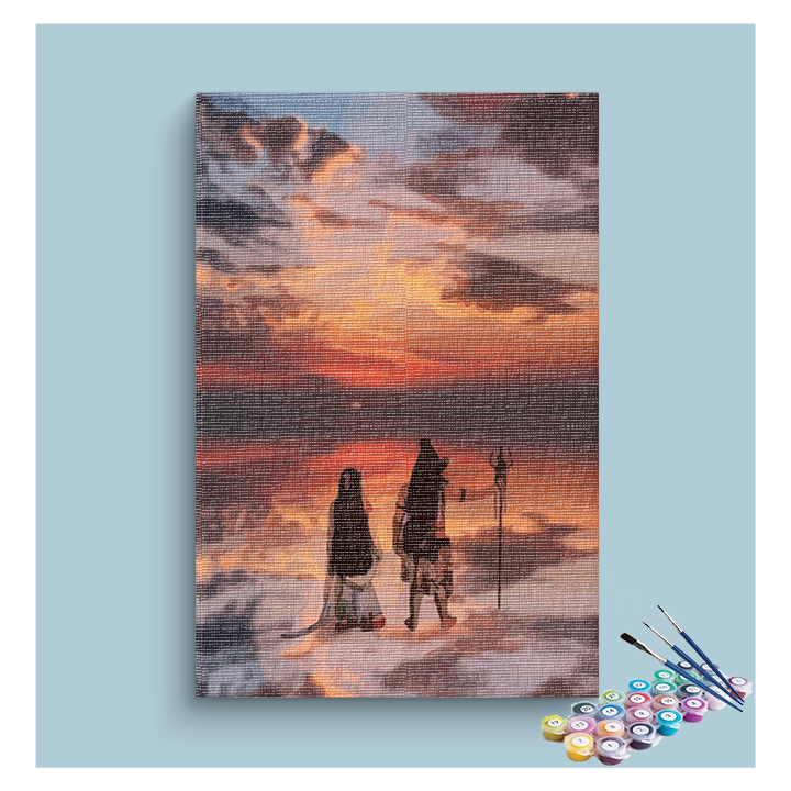 DIY Painting Kit - Shiva and Parvati at Twilight Paint by Numbers Kit