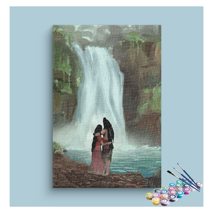 DIY Painting Kit - Shiva and Parvati by the Waterfall Paint by Numbers Kit