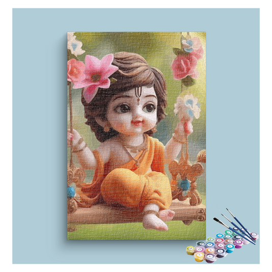 DIY Painting Kit - Baby Krishna on Swing Paint by Numbers Kit