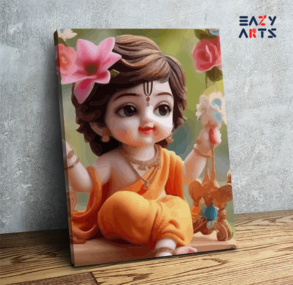 DIY Paint by numbers kit - Baby Krishna on Swing Paint by Numbers Kit