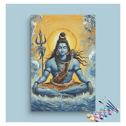 DIY Painting Kit - Serenity of Shiva: Meditative Shiva Paint by Numbers Kit