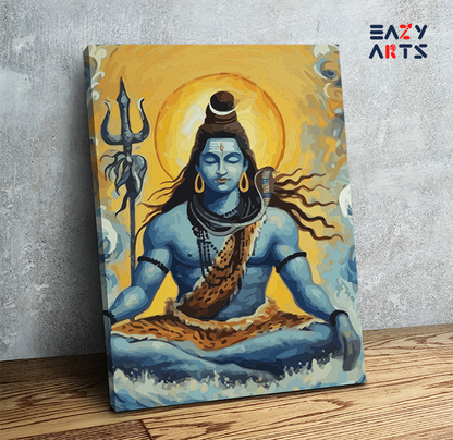 DIY Paint by numbers kit - Serenity of Shiva: Meditative Shiva Paint by Numbers Kit