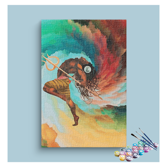 DIY Painting Kit - Dance of Destruction: Dynamic Shiva Paint by Numbers Kit