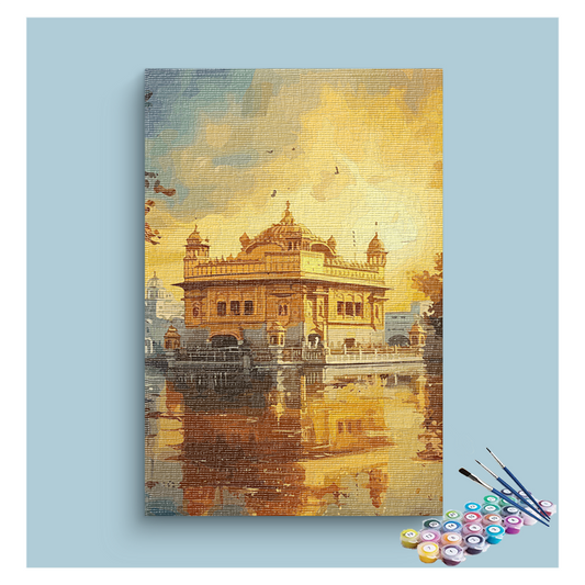 DIY Painting Kit - Golden Reflections: Golden Temple Paint by Numbers Kit