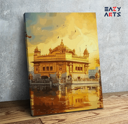 DIY Paint by numbers kit - Golden Reflections: Golden Temple Paint by Numbers Kit