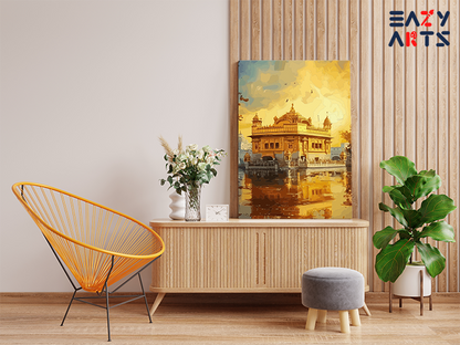 DIY PBN Kit - Golden Reflections: Golden Temple Paint by Numbers Kit