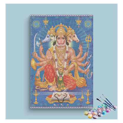 DIY Painting Kit - Divine Protector: Panchamukhi Hanuman Paint by Numbers Kit