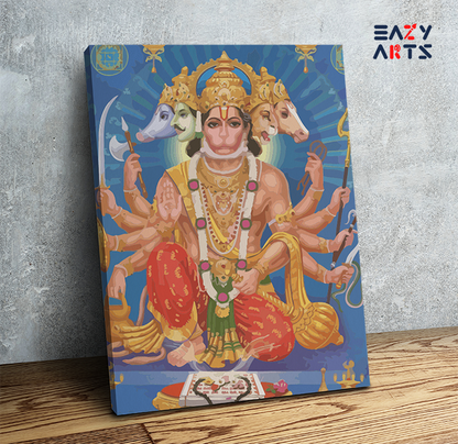DIY Paint by numbers kit - Divine Protector: Panchamukhi Hanuman Paint by Numbers Kit