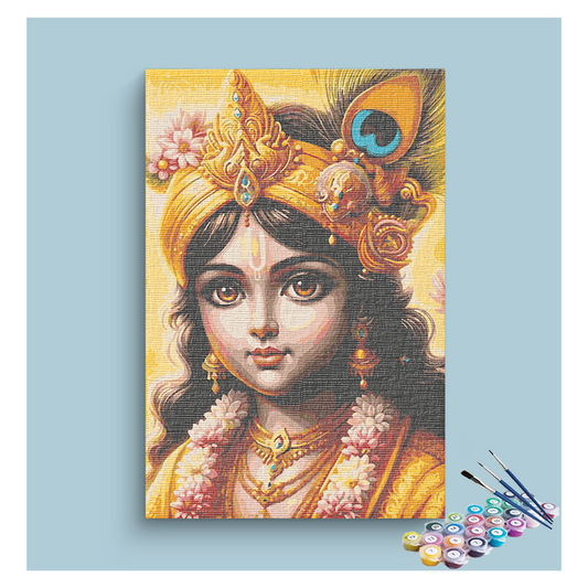 DIY Painting Kit - Golden Grace: Krishna in Radiance Paint by Numbers Kit