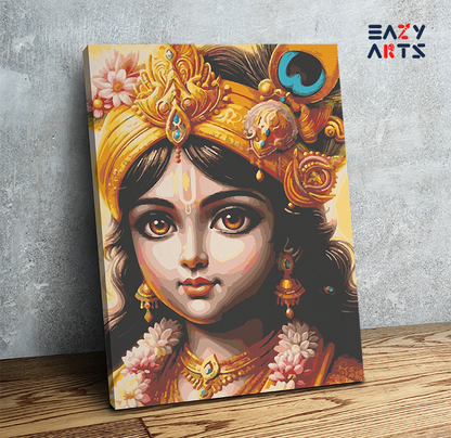 DIY Paint by numbers kit - Golden Grace: Krishna in Radiance Paint by Numbers Kit