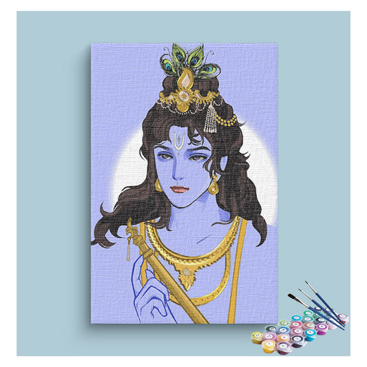 DIY Painting Kit - Divine Elegance: Lord Krishna in Serenity Paint by Numbers Kit