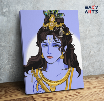 DIY Paint by numbers kit - Divine Elegance: Lord Krishna in Serenity Paint by Numbers Kit