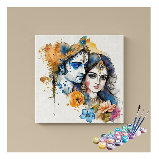 DIY Painting Kit - Eternal Love: Radha Krishna Paint by Numbers Kit