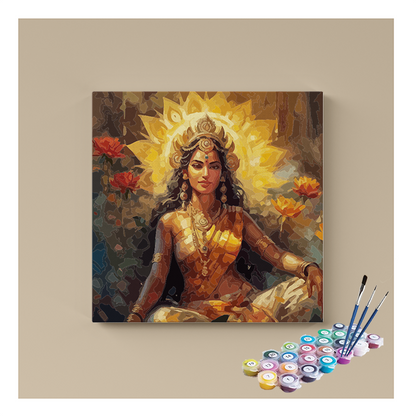 DIY Painting Kit - Radiant Divinity: Goddess Lakshmi Paint by Numbers Kit
