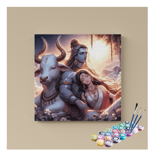 DIY Painting Kit - Serenity in Devotion: Shiva and Parvati Paint by Numbers Kit