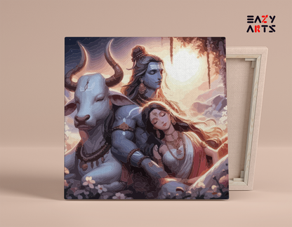 DIY Paint by numbers kit - Serenity in Devotion: Shiva and Parvati Paint by Numbers Kit