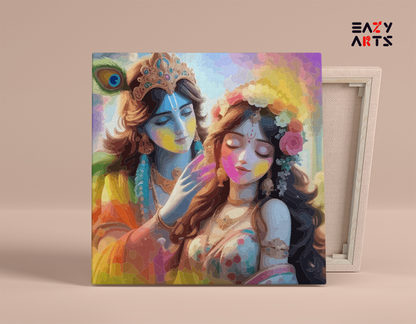 DIY Paint by numbers kit - Krishna and Radha in a Colorful Celebration Paint by Numbers Kit