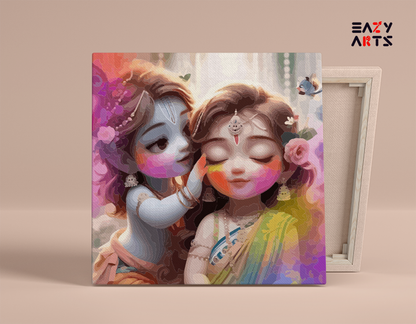 DIY Paint by numbers kit - Krishna and Radha's Playful Moments: Holi Celebration Paint by Numbers Kit
