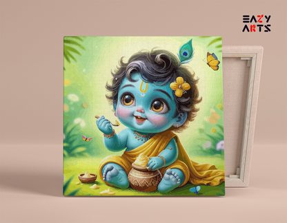 DIY Paint by numbers kit - Little Krishna's Butter Delight: Adorable Paint by Numbers Kit