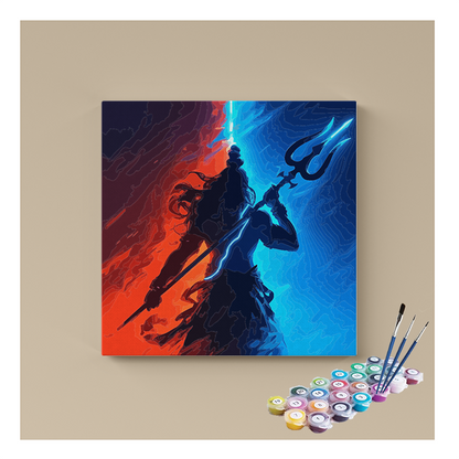 DIY Painting Kit - Mahadev's Cosmic Trident Paint by Numbers Kit