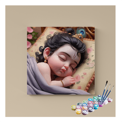 DIY Painting Kit - Sleeping Baby Krishna Paint by Numbers Kit