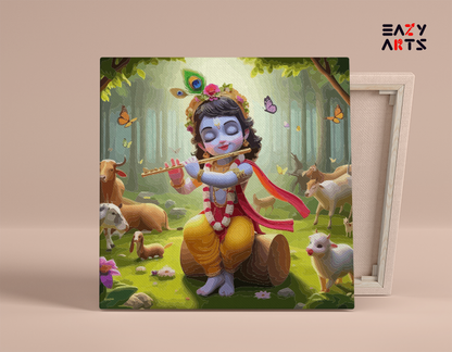 DIY Paint by numbers kit - Flute-Playing Krishna in Vrindavan Paint by Numbers Kit