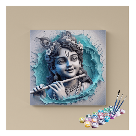 DIY Painting Kit - Divine Krishna Flute Masterpiece Paint by Numbers Kit