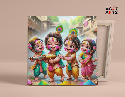 DIY Paint by numbers kit - Playful Krishna and Friends Holi Celebration Paint by Numbers Kit