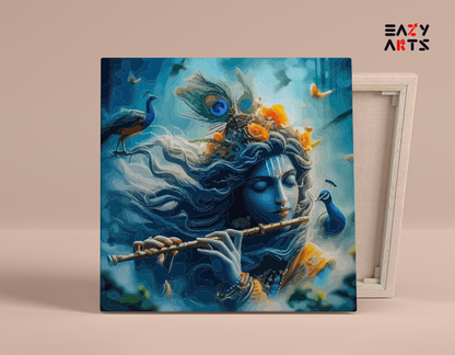 DIY Paint by numbers kit - Mystical Krishna with Flute Paint by Numbers Kit
